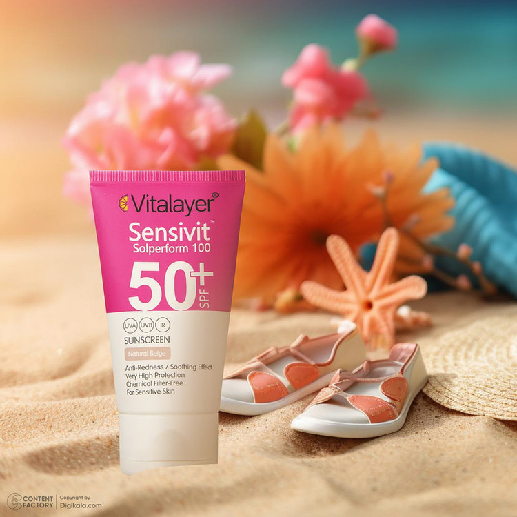 کرم ضد آفتاب رنگی ویتالیر SPF50+ مدل سنسی ویت مناسب پوست حساس