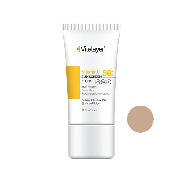 کرم ضد آفتاب رنگی ویتالیر، SPF 50، مدل ویتامین سی، مناسب انواع پوست