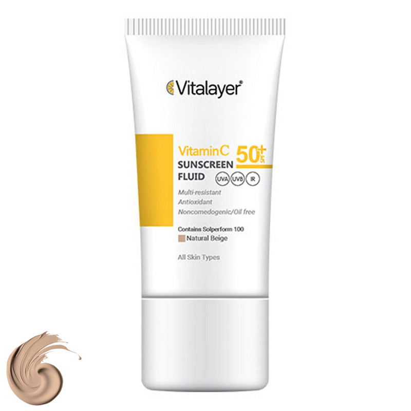 کرم ضد آفتاب رنگی ویتالیر، SPF 50، مدل ویتامین سی، ‌مناسب انواع پوست