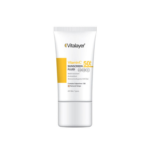 کرم ضد آفتاب رنگی ویتالیر، SPF 50، مدل ویتامین سی، مناسب انواع پوست