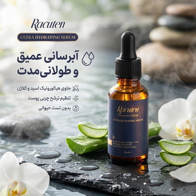 سرم آبرسان پوست راکوتن مدل ULTRA HYDRATING مناسب برای انواع پوست حجم 30 میلی لیتر