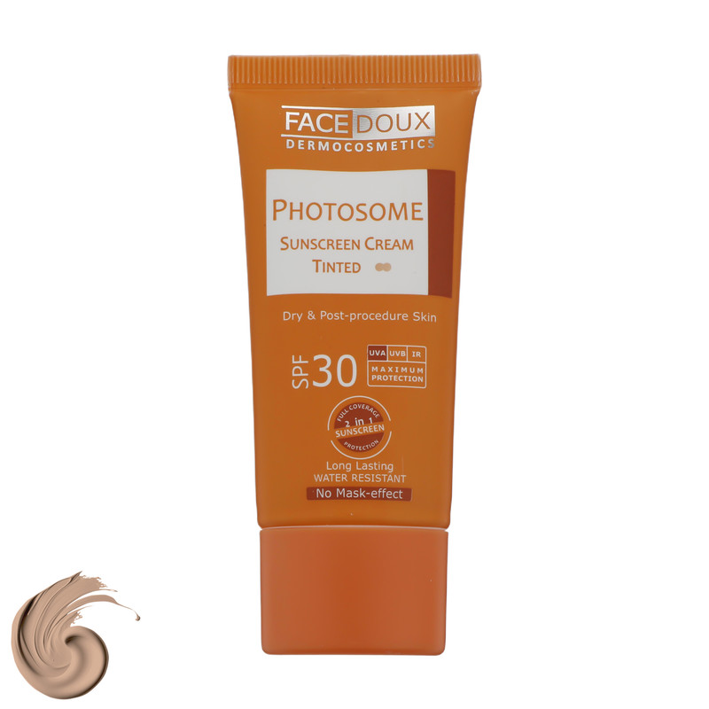 کرم ضد آفتاب رنگی فیس دوکس SPF 30 مدل photosome 02  ، ‌ضد آب، مناسب پوست های خشک انقضا 1405/09/11