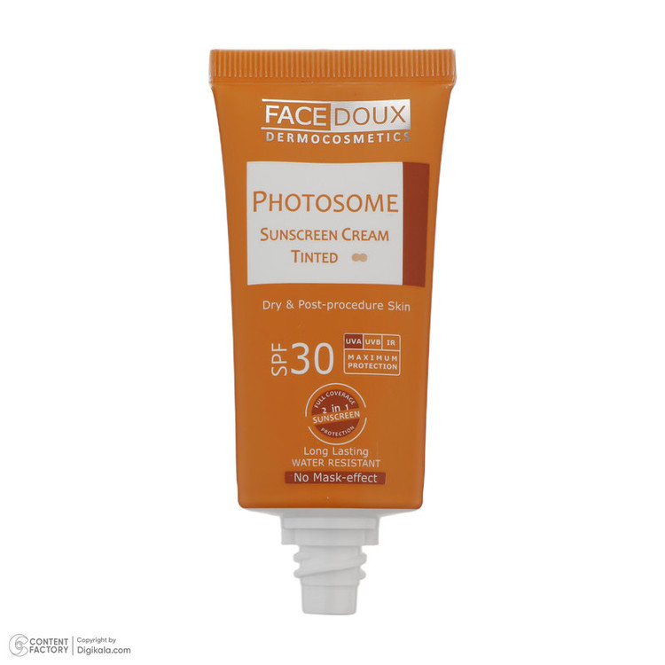 کرم ضد آفتاب رنگی فیس دوکس SPF 30 مدل photosome 02 ، ضد آب، مناسب پوست های خشک انقضا 1405/09/11